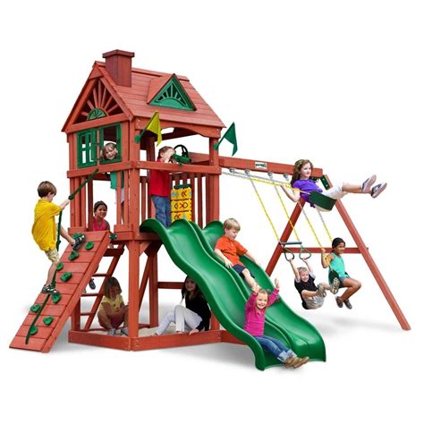 Gorilla Playsets Double Down Residential Wood Playset With Swings Cedar