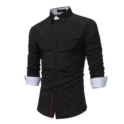 Brand 2018 Fashion Male Shirt Long Sleeves Tops Hit Color Buttons Mens