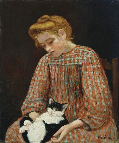 Jeune Fille Blonde Avec Un Chat Sur Les Genoux By Charles Camoin Artsalon