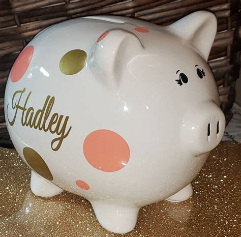 Large Piggy Bank Personalized Babys First Piggy Bank Birthday Party