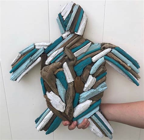 Painted Driftwood Sea Turtle Made To Order Upcycled Beach Etsy