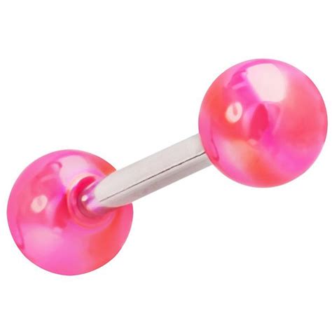 pink neon uv acrylic tongue ring barbell at tongue rings body piercing