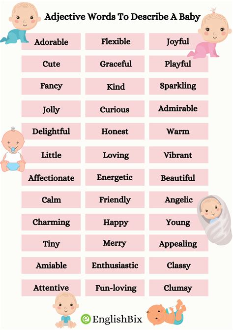 Adjective Words To Describe A Baby Englishbix