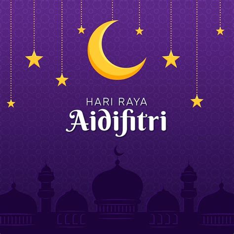 Free Vector Hari Raya Aidilfitri Moon And Stars