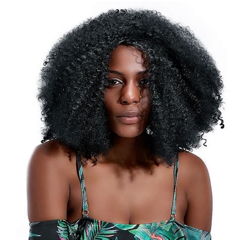 Long Kinky Curly Black Afro Wigs For Black Women 20 African Synthetic