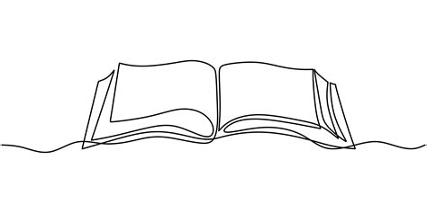 One Line Drawing Open Book Vector Object Illustration Minimalism