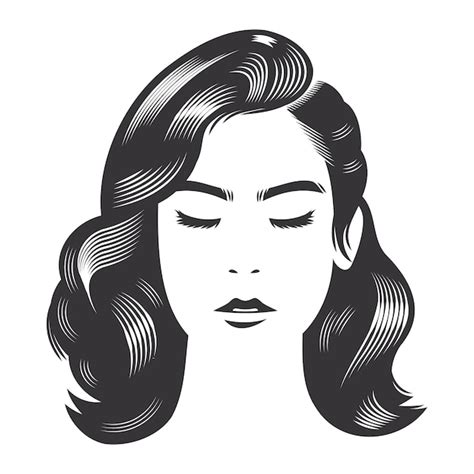 Premium Vector Woman Face With Vintage Hairstyles For Long Hair