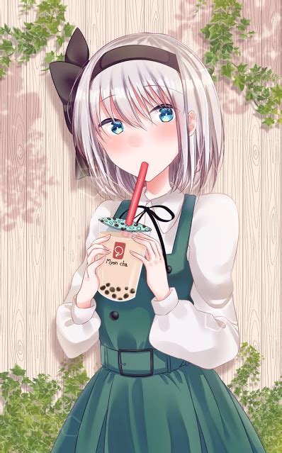 Anime Girls Drinking Bubble Tea Animoe