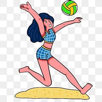 Garota Verão Jogando Vôlei De Praia PNG De Praia Voleibol Menina