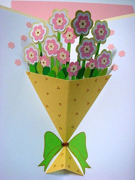 Lin Handmade Greetings Card Pop Up Flower Bouquet Pop Up Greeting