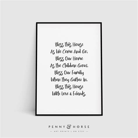 Bless This House Script Print Home Blessing Sign Blessing Etsy Uk
