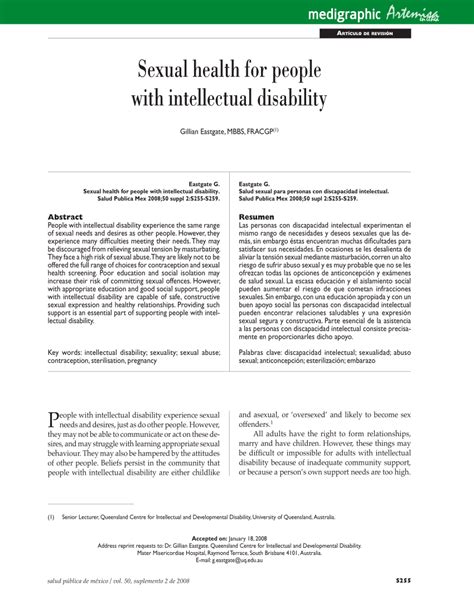 Pdf Sexual Health For People With Intellectual Disability