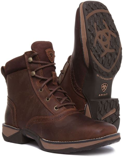 Ariat Anthem Lacer In Dark Brown Square Toe Lace Up Ankle Boots Size Us Ebay