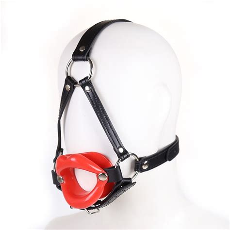 Silicone Sissy Bimbo Open Mouth Gag Lips Strap O Ring Gags Muzzle