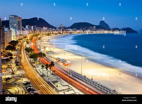 Dusk At Copacabana Beach Rio De Janeiro Brazil Stock Photo Alamy