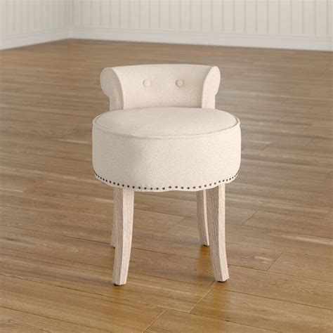 Ollie faux fur rolling swivel stool in white. Vanity Solid Wood Vanity Stool in 2021 | Vanity stool, Wood vanity, Stool