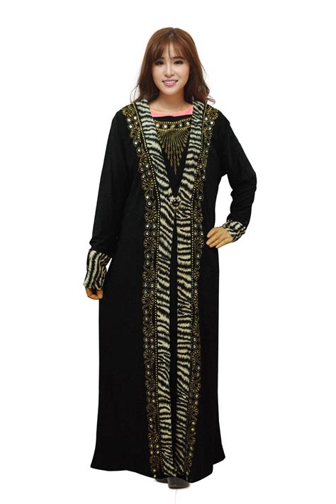 Long Sleeves Islamic Clothing Muslim Black Abaya Embroidery Dubai