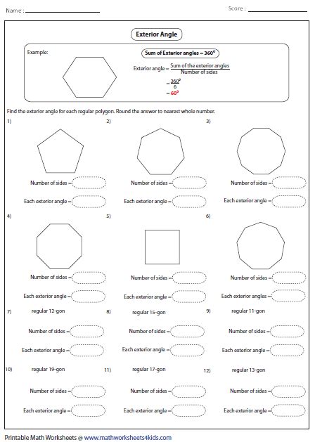 Solve for n, the number of sides of the polygon, in terms of s. Polygon Worksheets