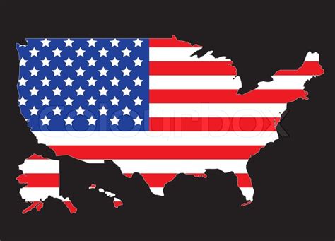 Usa Map Ootline With United States Flag Vector