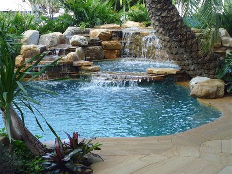 Waterfalls Into Pool In Florida Tropical Miami By Matthew