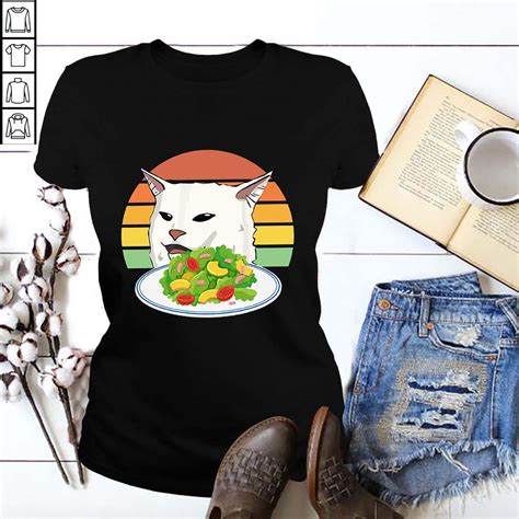 Angry Women Yelling At Confused Cat At Dinner Table Meme Shirt