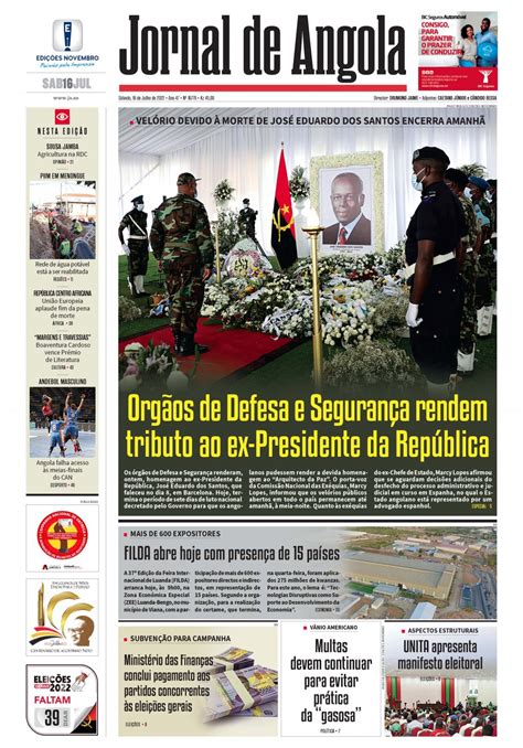 Jornal De Angola Sábado 16 De Julho De 2022