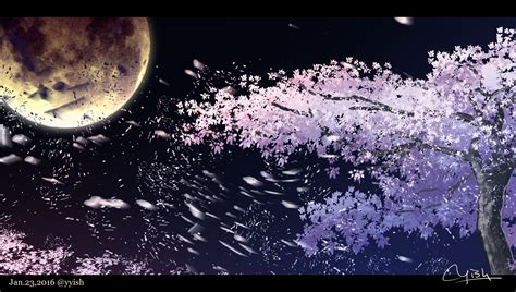 We have an extensive collection of amazing background images carefully chosen by our community. cherry blossoms moon night nobody original scenic signed tree waisshu (sougyokyuu) | konachan ...