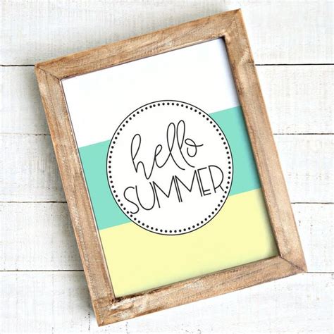 Color Blocked Hello Summer Printable Wall Art Mint And Yellow Etsy In