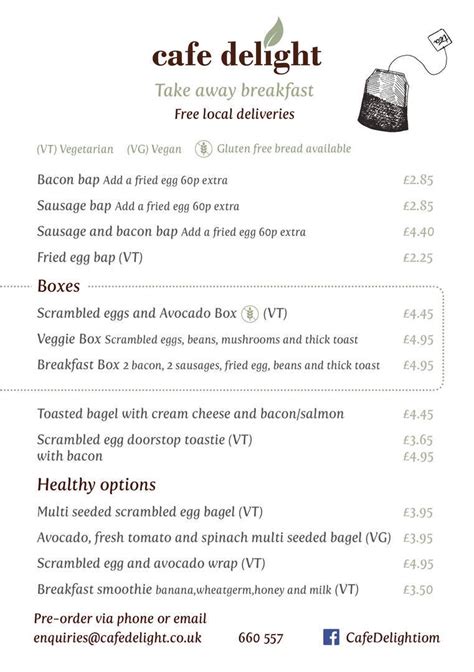 Our Sit In And Takeaway Breakfast And Lunch Menus