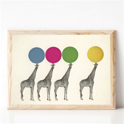 Balancing Act Circus Giraffe Print For Children By Cassia Beck Art