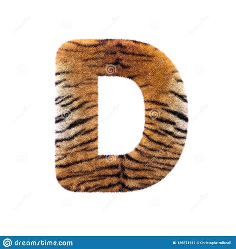 A Letra D Do Tigre Fonte Felino Principal Da Pele 3d Apropriada