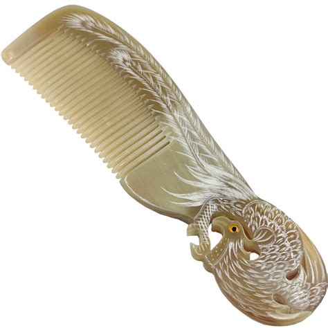 748 Inch Vietnam Ox Horn Comb Phoenix Engraved Horn Comb Hair Care
