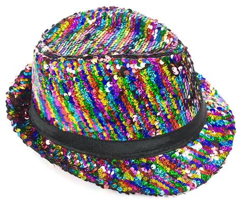 Rainbow Sequins Party Fedora Hat Summer Panama Hat Trilby Fabric Fedora