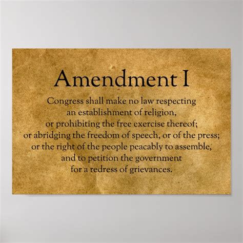 First Amendment To The Us Constitution Poster Zazzle