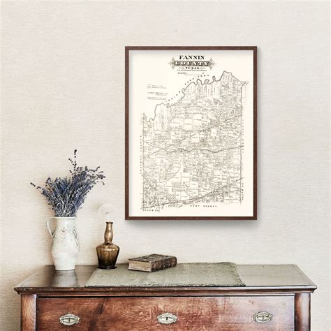 Vintage Map Of Fannin County Texas 1870 By Teds Vintage Art