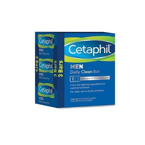 Drug information for cetaphil gentle cleansing antibacterial bar by galderma laboratories, l.p. 3 Pack Cetaphil Men Daily Clean Bar Soap, 4.5 Ounce, 3 ...
