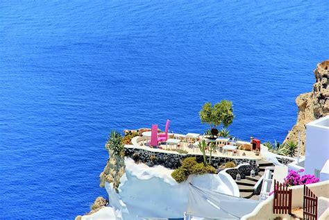 Hd Wallpaper Party Setup On Cliff Near Body Of Water Greece