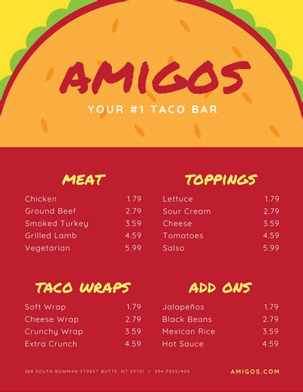 customize  mexican menu templates  canva