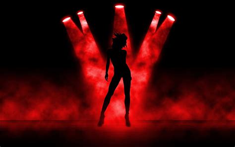Woman S Silhouette With Red Spot Lights Girl Dance Spot Lights Red Hd Wallpaper