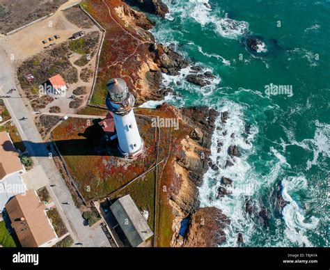 Aerial View Of Pigeon Point Lighthouse In California Usa Stock Photo
