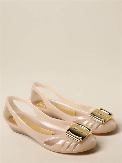 salvatore ferragamo jelly ballerina in rubber with bow ballet flats salvatore ferragamo women