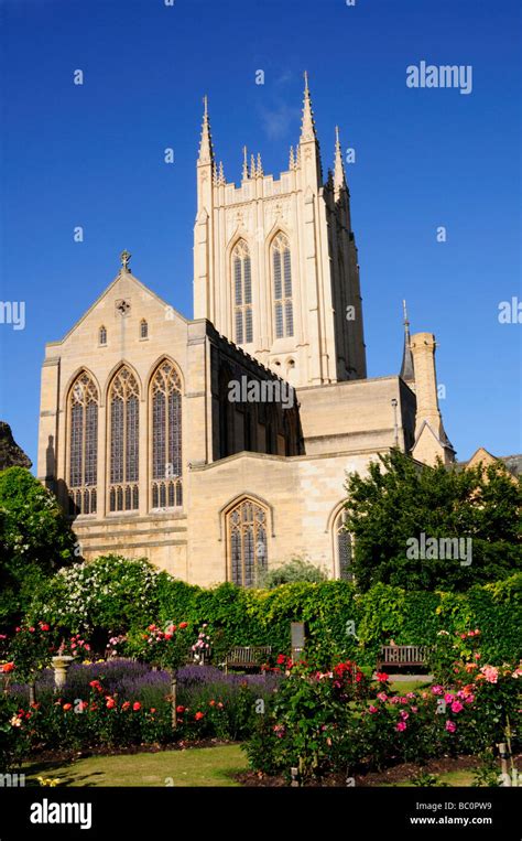 St Edmondsbury Cathedral Viewed From The Rose Garden In The Abbey