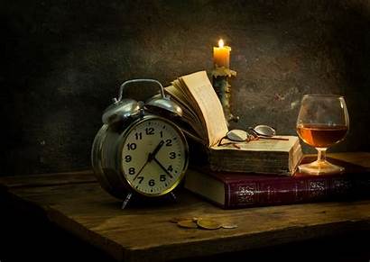 Books Candle Tranquil Reloj Velas Vino Pantalla