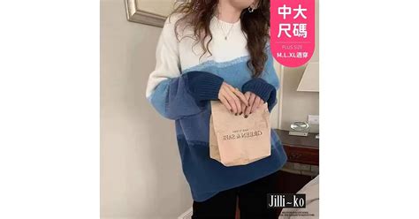 博客來 【jilli~ko】漸變色軟糯毛衣女寬鬆針織慵懶風中大尺碼 J11334 Free 藍色