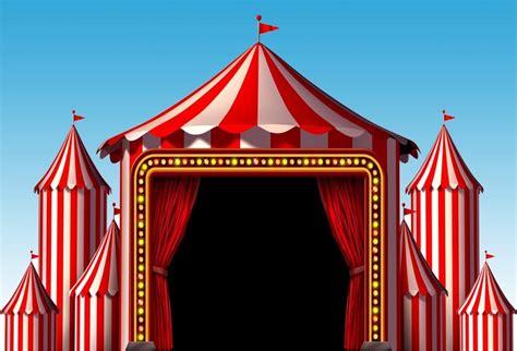 Laeacco Cartoon Red White Stripes Circus Tent Roof Castles