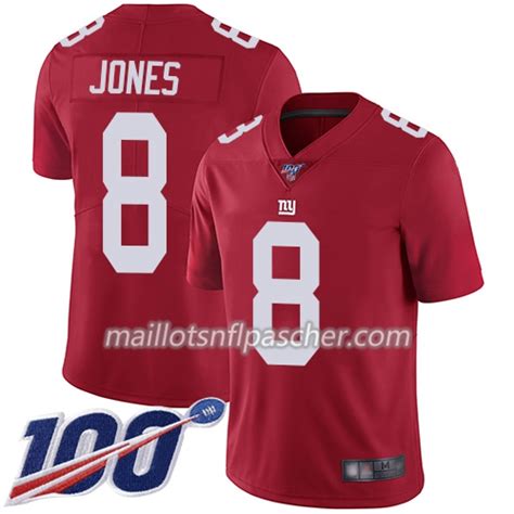 Maillot New York Giants Daniel Jones 8 Nike Rouge 100th Homme