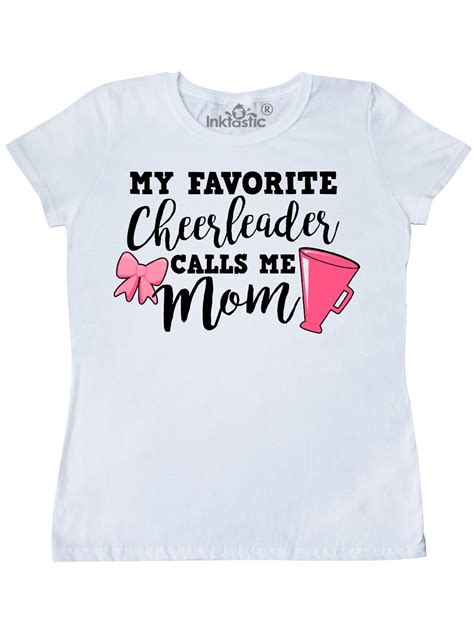 Inktastic My Favorite Cheerleader Calls Me Mom With Bow And Megaphone Womens T Shirt