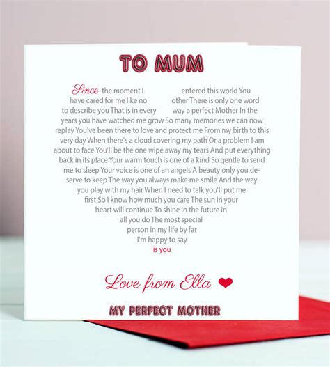 Mum Poem Card By Lisa Marie Designs