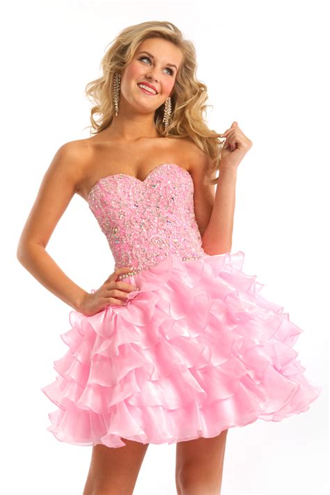 Pink Strapless Sweetheart A Line Mini Sexy Dress With Embroidery And