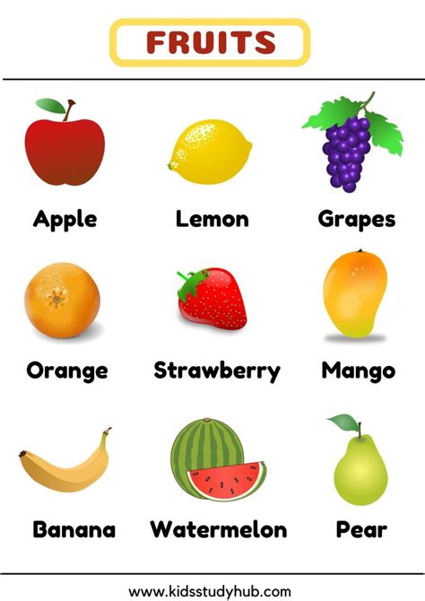 Fruits Chart And Worksheets Pdf